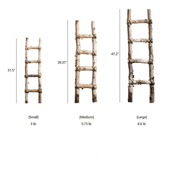 White Birch Wood Decorative Ladder