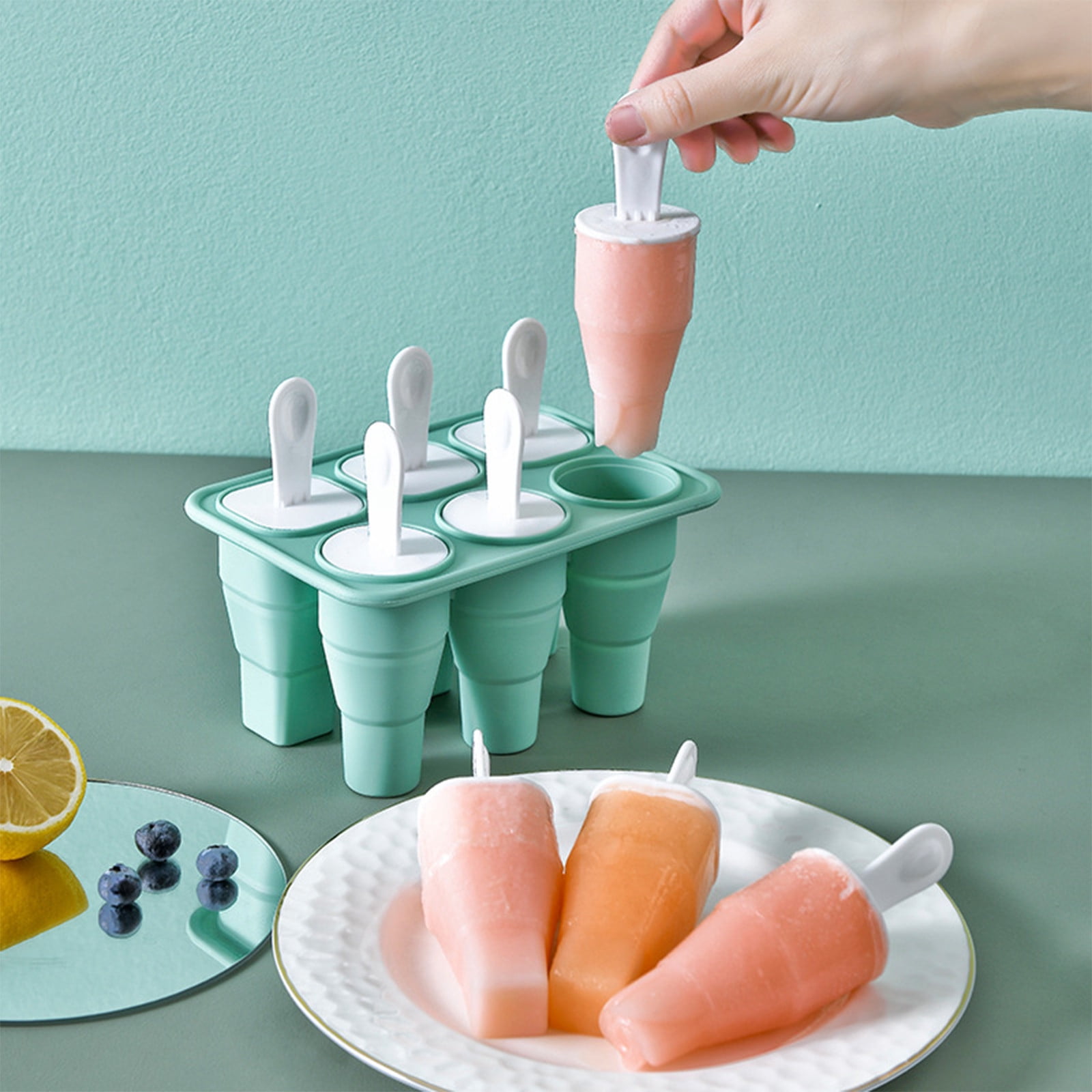 Fufafayo Popsicle Molds Silicone Reusable Ice Cream Molds, Easy Release Ice Maker for Homemade Popsicles, Foldable Ice Tray for Freezer Kitchen Party