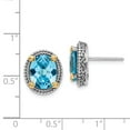 thumbnail image 3 of 14K Two-Tone Gold Earring Button Yellow Women'S Swiss Blue Topaz Oval 10 mm, 3 of 3