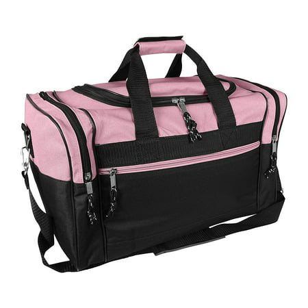 17" Womens Duffle Bag in Pink and Black By DALIX