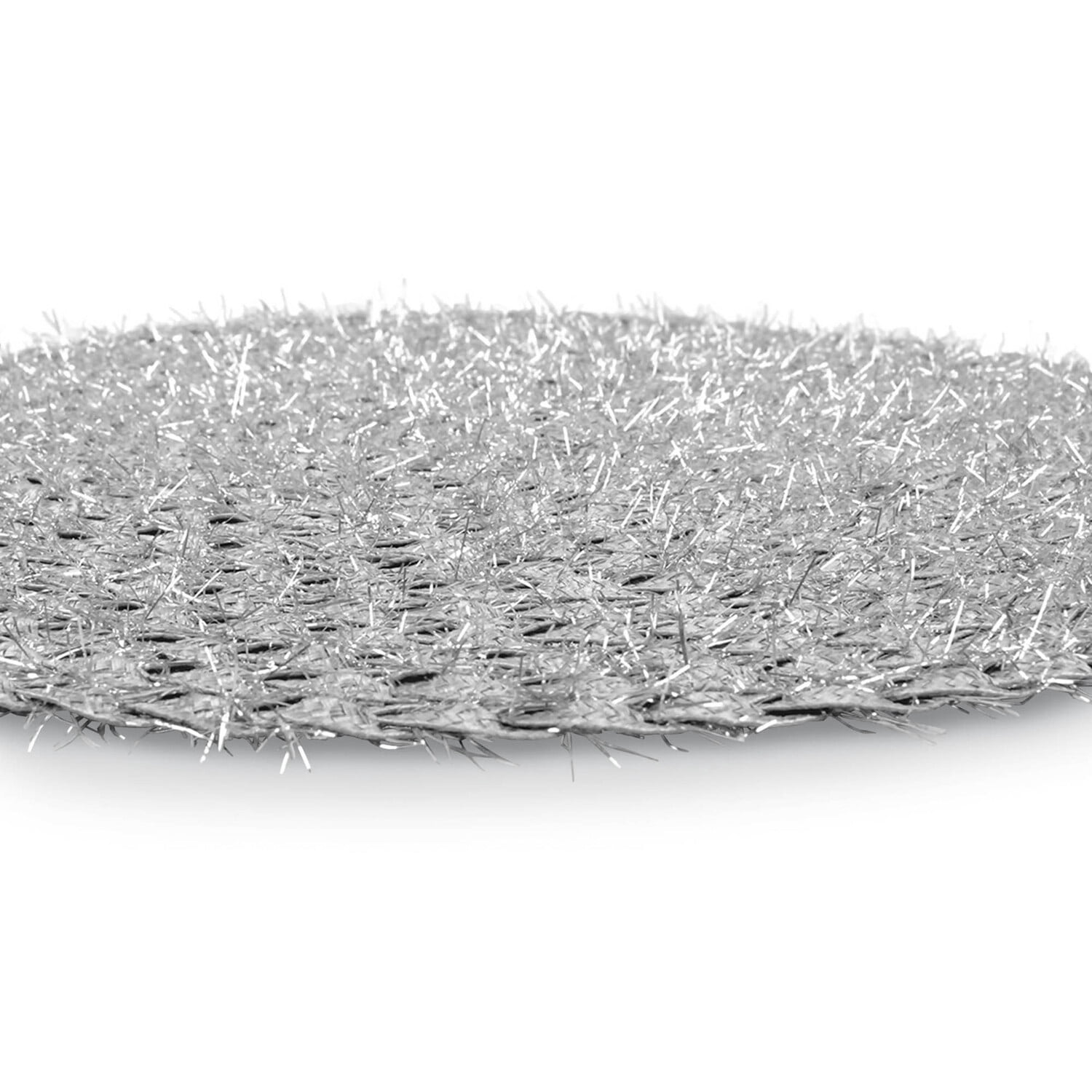 DII Silver Round Polypropylene Woven Tinsel Placemat (Set of 6)