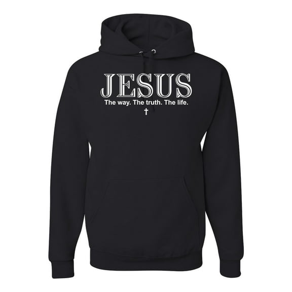 Wild Bobby Jesus the Way. The Truth. The Life Inspirational/Christian Unisex Graphic Hoodie Sweatshirt, Black, Small