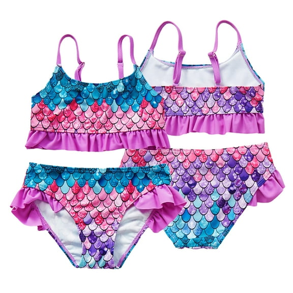 YTDSCS Toddler Kids Girls Summer Swimsuits Two Piece Tankini Bathing Suits Baby Beach Sleeveless Bikini Swimwear for 2-11T