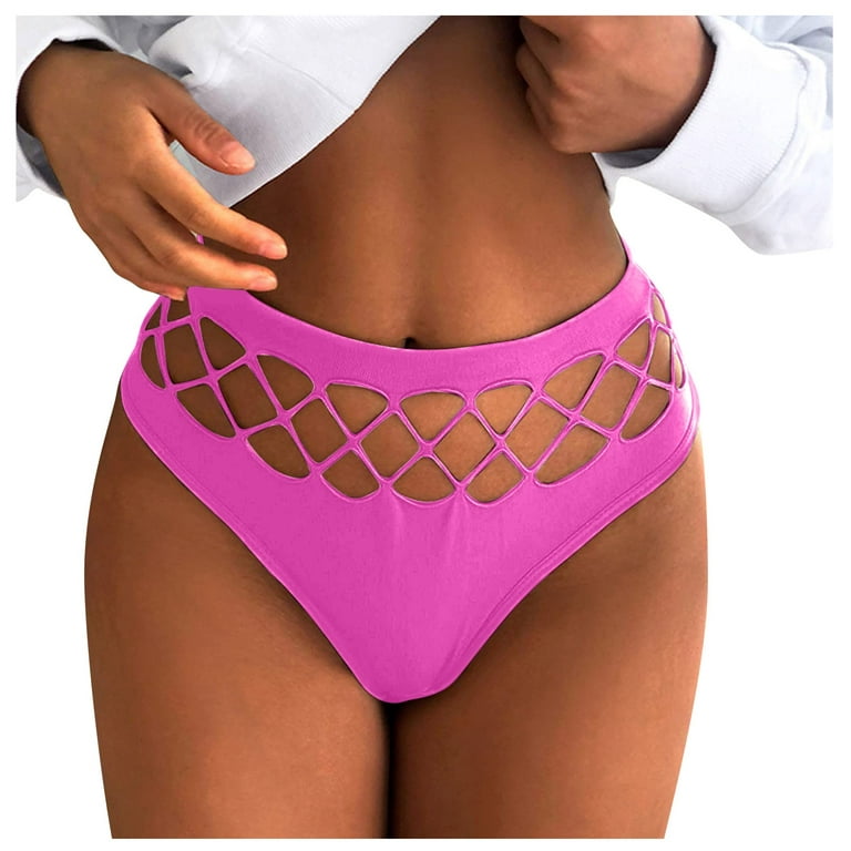DNDKILG Womens Comfort Breathable No Show Underwear Soft High Waist Briefs  Hollow Out Panties Hot Pink M