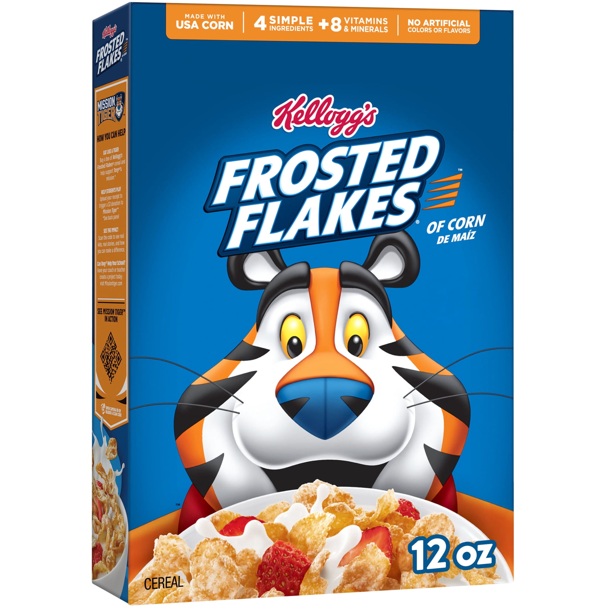 Kellogg's Frosted Flakes Original Breakfast Cereal, Fat Free, 12 oz