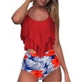 thumbnail image 3 of Fankiway Women High Waisted Swimsuit Two Piece Ruffled Flounce top with Ruched Bottom Swimwear Plus Size Swimwear 2 Piece Plus Size Womens Swimsuits, 3 of 4