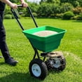 thumbnail image 3 of Memoryfield 100LB Broadcast Spreader 12FT Wide, 13" All-Terrain Wheels, Walk Behind Lawn Spreader for Lawn Fertilizer/Seed/Salt, Green, 3 of 7