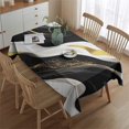 thumbnail image 2 of Black and Gold Marble Layered Waves Pattern Rectangle Tablecloth 60"x84",Waterproof Polyester Rectangle Table Cloth, Wipeable Spillproof Polyester Tablecloth for Dining, Camping, Indoor and Outdoor, 2 of 5