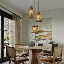 Arturesthome Hand-Woven Boho Chandelier Rattan Pendant Light Shades for Dining Room