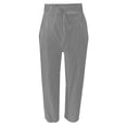 thumbnail image 3 of Pantalones anchos con cordón para mujer, primavera-verano, 9/10, mezcla de lino, cintura ajustable, bolsillos, tallas S-XL, para la playa y el día a día, 3 of 4