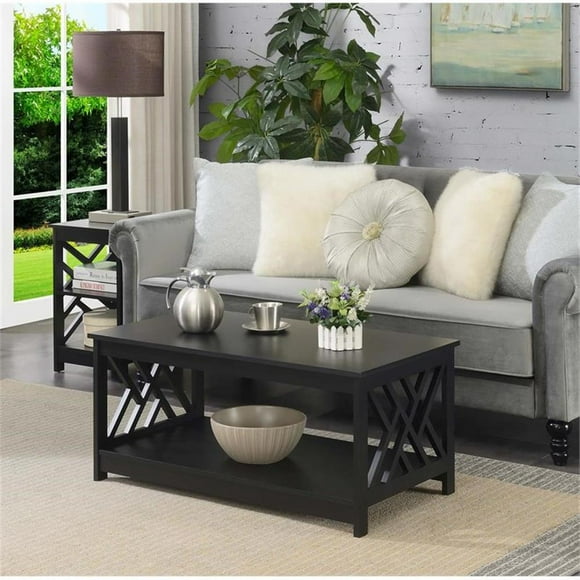 Convenience Concepts Titan Collection Coffee Table with Shelf, Black