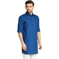 thumbnail image 6 of In-Sattva Men's Pullover Pathani Rollup Sleeve Kurta Tunic with Shoulder Strap; Ink-Blue; LG, 6 of 6