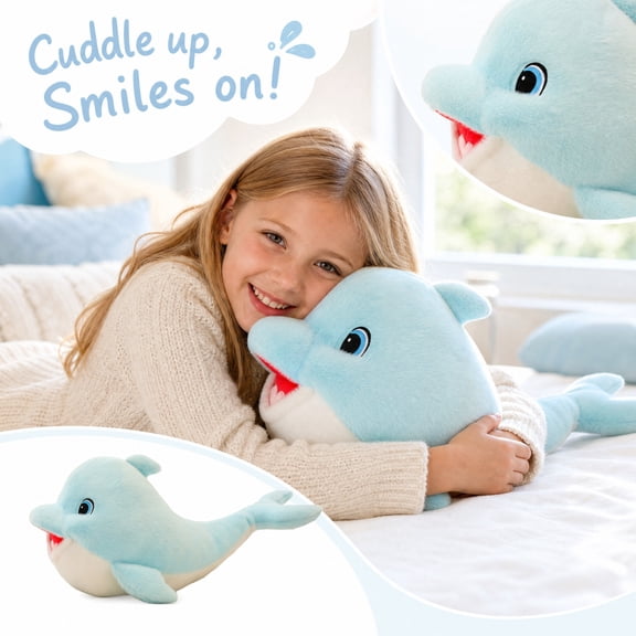 Dolphin Plush Soft Stuffed Animals Plush Doll Ocean Figure Decorative Home Gift Collection for Bedroom Living Room