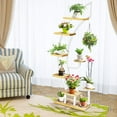 thumbnail image 2 of Support de Plante en Acier-Bois à 6 Niveaux avec Support, Étagère Courbée pour Pots de Fleurs Intérieur, 2 of 8