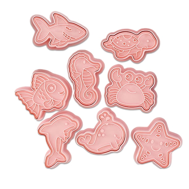 Moldes de grabación en relieve de galletas con forma de animal de dibujos animados, moldes de placas de prensa de Fondant de chocolate, moldes para hornear Chef Stamper Gadgets tipo 1 8 piezas Kearding HA009513-01B