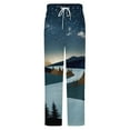 thumbnail image 5 of Starry Night Forest River Winter Female Pants Flannel High Waist Women Pants Lady Warm Straight Leg Plush Trousers, 5 of 7