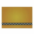thumbnail image 1 of Yellow Cutting Board, Taxi Cab Car Line of Checkers Classical American Vehicle Print, Decorative Tempered Glass Cutting and Serving Board, Small Size, Orange White and Black, by Ambesonne, 1 of 1