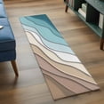 thumbnail image 4 of Teal Blue Ombre Cream 2'x6' Runner Rug, Modern Geometric Brown Aesthetic Washable Non-Slip Area Rugs for Hallway Kitchen Floor Bedroom Entryway, Laundry Carpet Decoration Indoor Mat, 4 of 9