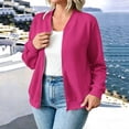 thumbnail image 2 of Edvintorg Crewneck Sweatshirts Women Long Sleeve Casual Loose Athletic Zip Up Tops with Pockets Fall Winter Clothes for Women Hot Pink L, 2 of 6