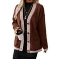 thumbnail image 2 of Karight Women's Chunky Knitted Cardigan Sweater Trendy Fall Casual Dressy V-Neck Button Down Open Front Coat, 2 of 4