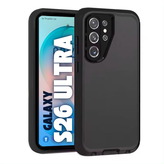 Entronix Heavy Duty Case for Galaxy S26 Ultra, Shockproof Dustproof Triple Layer Protective Cover, Black