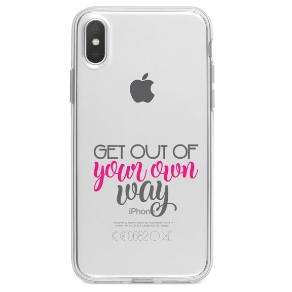 DistinctInk Clear Shockproof Hybrid Case for iPhone XR (6.1" Screen) - TPU Bumper Acrylic Back Tempered Glass Screen Protector - Get Out of Your Own Way