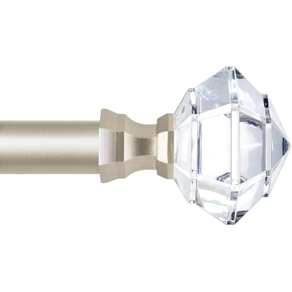 Windows Decorative Drapery Rod with Acrylic Diamond Finial, Champagne Gold