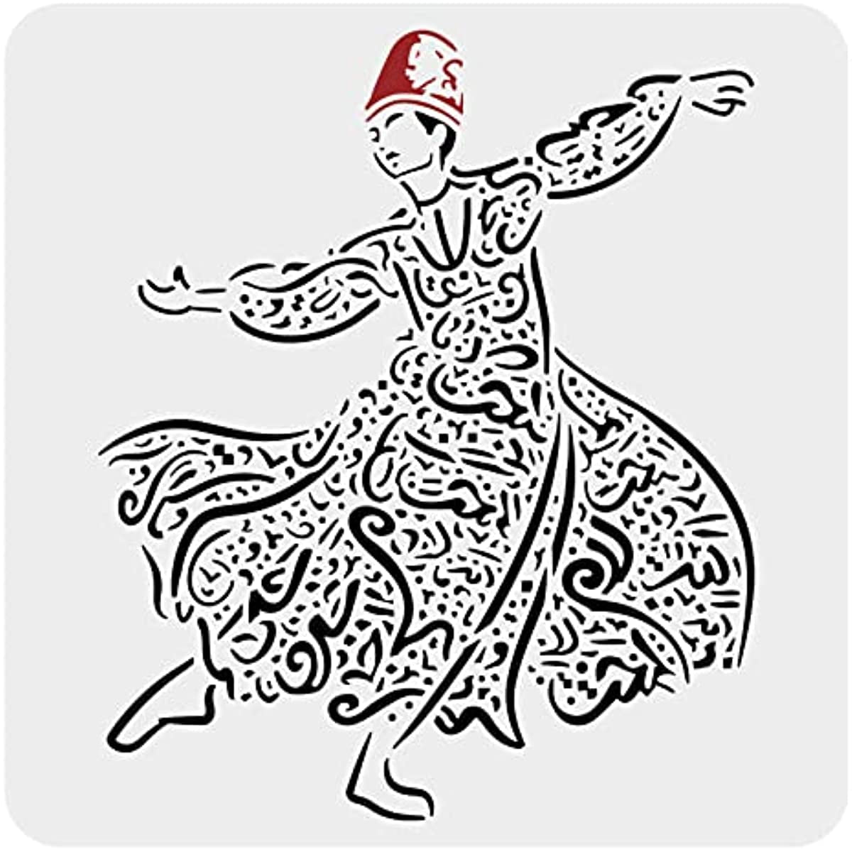 Dancing Girl Stencil 11.8x11.8 inch Large Craft Stencils Girl Wearing Hat and Dress Plastic