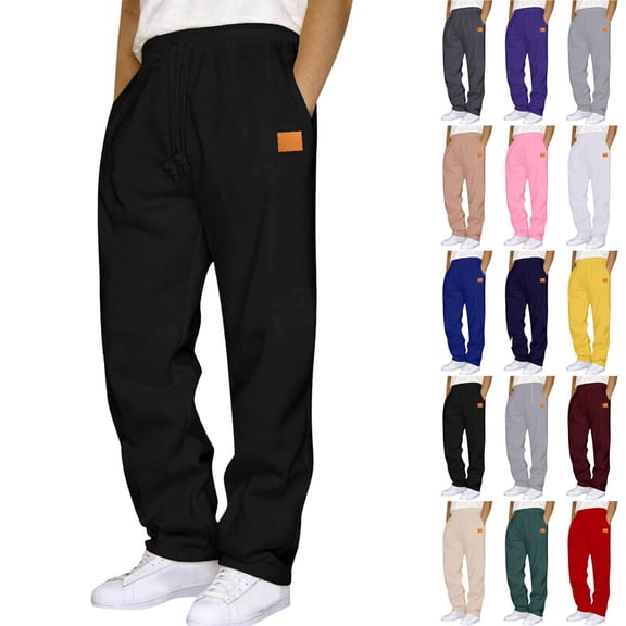 Admvng Sweatpants for Men Casual Solid Plus Haren Elastic Waist Drawstring Pocket Pants,Size XL-5XL