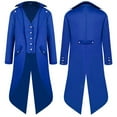 thumbnail image 2 of Men's Coat Tailcoat Jacket Gothic Frock Coat Uniform Praty Outwear Blue S, 2 of 4