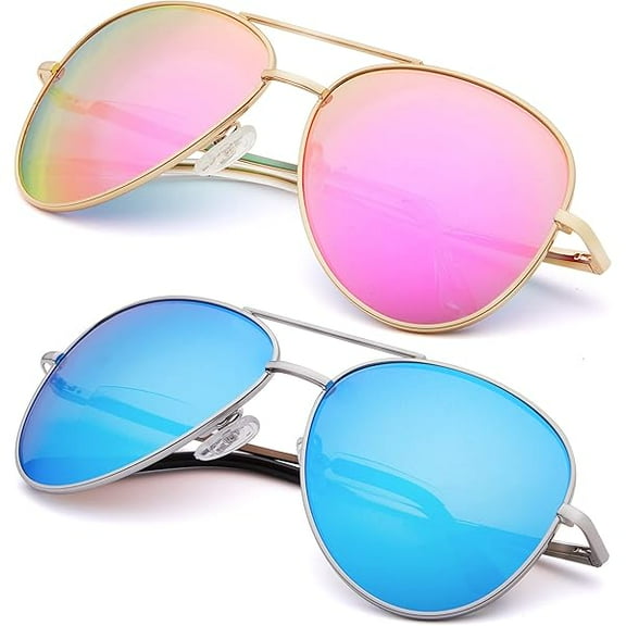 2 Pack Bifocal Reading Sunglasses for Women and Men UV400 Protection Classic Aviator Sun Readers 2.0