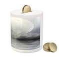 thumbnail image 3 of Moon Piggy Bank, Misty Air in the Ocean Monochrome Picture with Full Moon Natural Imagery, Ceramic Coin Bank Money Box for Cash Saving, 3.6" X 3.2", Black Pale Grey White, by Ambesonne, 3 of 4