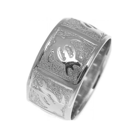 14k solid white gold 8mm custom made Hawaiian honu turtle personalized ring size 4