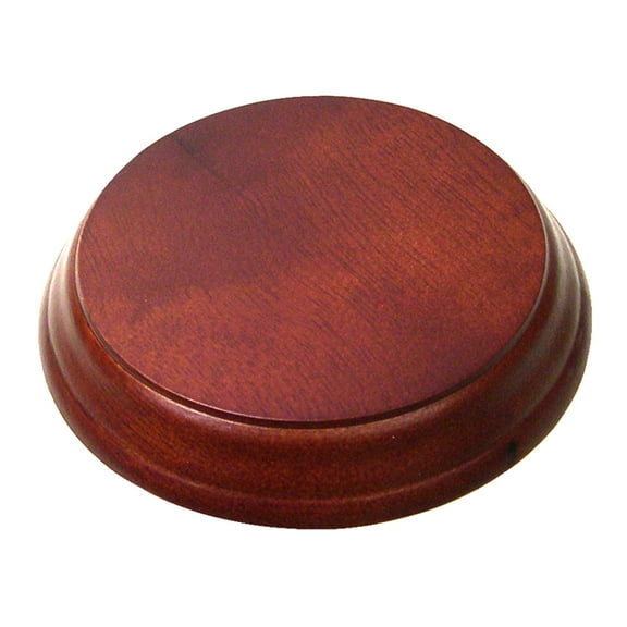 National Artcraft Round Wood Display Base with 4" Top x 4-7/8" Base - Walnut Finish