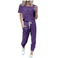 thumbnail image 2 of SDNall Ensemble de Sport Décontracté pour Femmes, Coupe Ample, Manches Courtes, 2 of 9