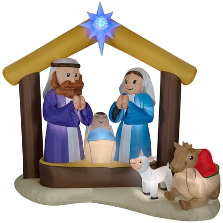 LightShow Airblown Inflatable Kaleidoscope Nativity Scene by Gemmy ...