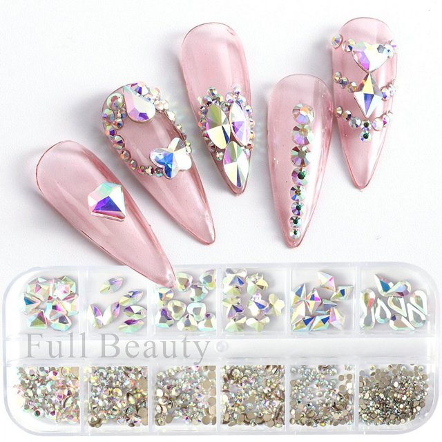 Perlas blancas para uñas, abalorios de Caviar para decoración de uñas, diseño de media forma, cristales 3D, pedrería, accesorios de manicura LA2070
