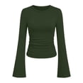 thumbnail image 7 of ByworldtasicNo Boundaries Womens Bell Long Sleeve Shirts Lightweight Crew Neck Y2k Going Out Tops Dressy Casual Blouses Ribbed Slim Fit T Shirts, 7 of 7