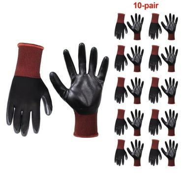 HOLLY Safety Work Gloves, Nitrile Dipped, Breathable Gloves, 10 Pairs, Large