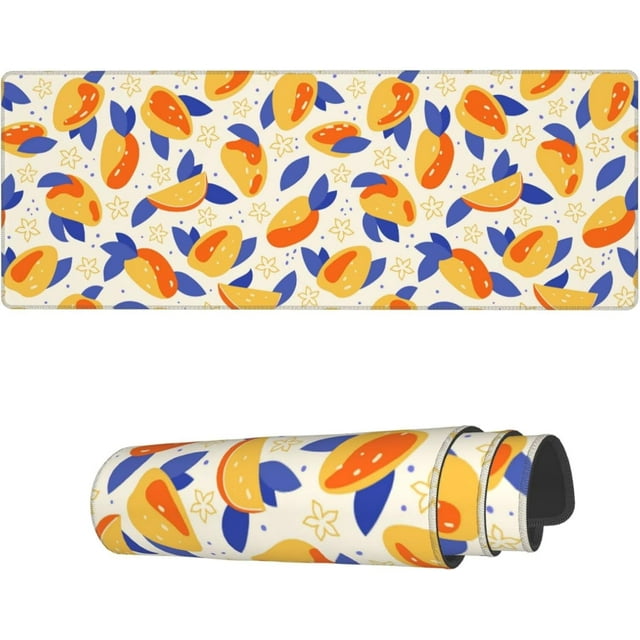 Tropical Mango Fresh Fruits Laptop Mouse Pad 31.5x11.8 inch NonSlip Large Keyboard Rubber Writing Table Mat with Stitched Edges, Perfect for Office and Home, Add a Tropical Flair