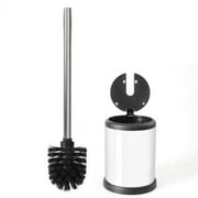 ToiletTree Products Toilet Brush with Lid - Sleek Toilet Bowl Brush and Holder - Toilet Scrubber Brush Set with Heavy-Weight Base - Lidded Toilet Bowl Cleaner Brush and Holder - White