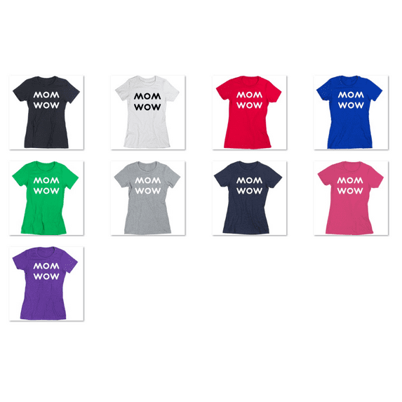 Funny Mom Wow Printed Design Tshirt Mothers Day Gift Short Sleeve T-Shirt Soft and Comfy Shirt, Lightweight Shirt Color Sport Grey Large