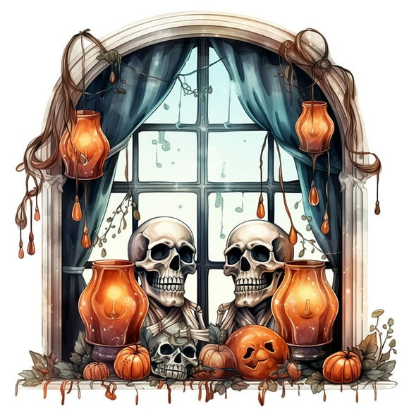 TopLLC Halloween Skull Window Stickers Self-adhesive Wall Decals For Halloween Living Room Halloween Decorations Bedroom Wall Art For Halloween Hallway Halloween Decor Self adhesive wall decals