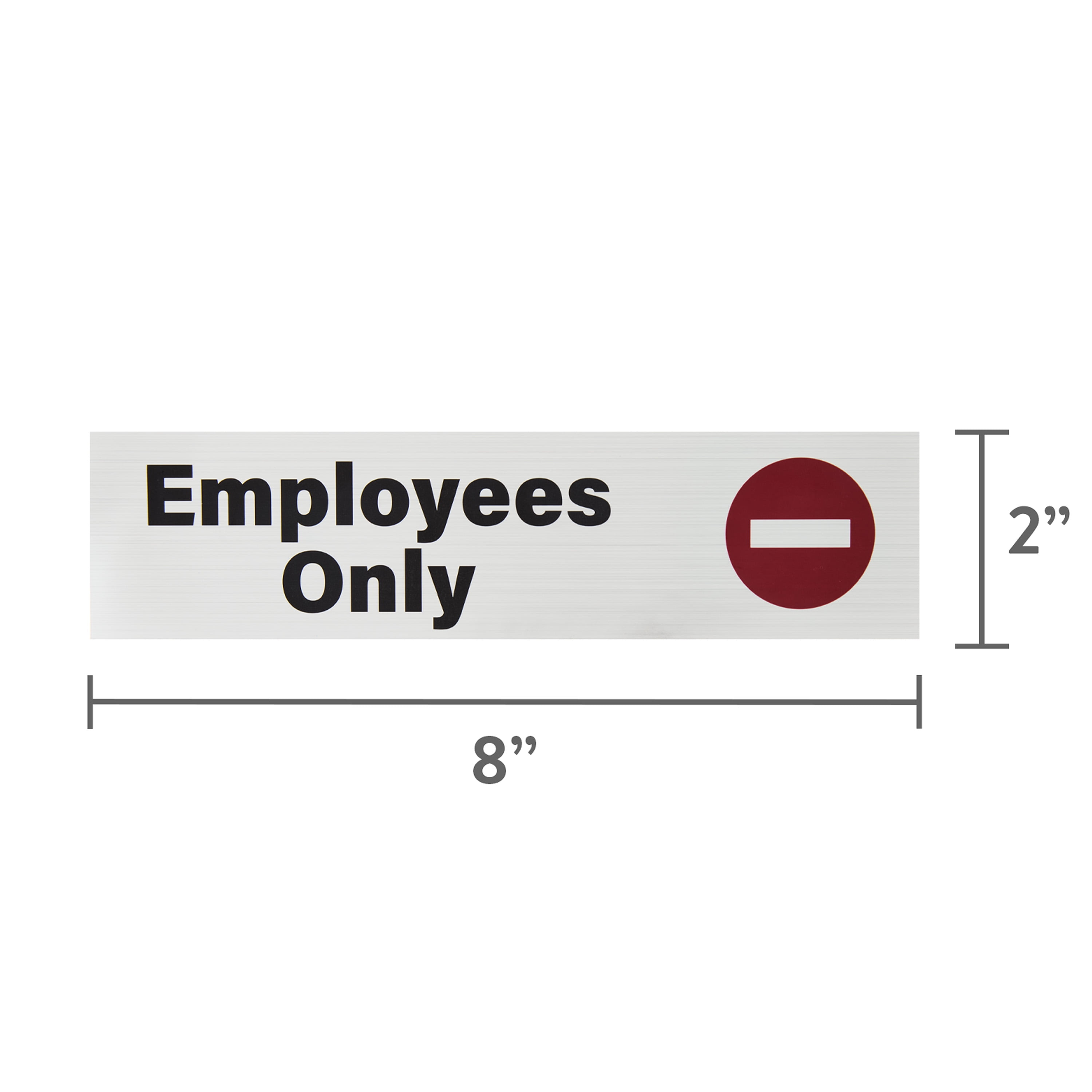 (4 pack) Pen+Gear Employees Only Sign–2x8inch, Silver Mylar, High-Visibility, Durable Office & Business Door Sign