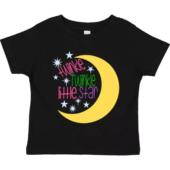 Twinkle Twinkle Little Star With Yellow Moon Toddler T-Shirt Boodlebug TODDLER SHORT SLEEVE TEE BELLA CANVAS 3001T