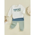 thumbnail image 4 of 2-Piece Toddler Baby Boys Fall Clothing Set 0 3 6 12 18 24 Months 2T 3T Letter Print Long Sleeve Round Neck Tops Pocket Long Pants Contrast Color Outfits, 4 of 9