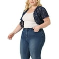 thumbnail image 4 of Agnes Orinda Plus Size Women's Elegant Short Sleeve Sheer Floral Lace Bolero Shrug Top 4X Royal Blue, 4 of 6