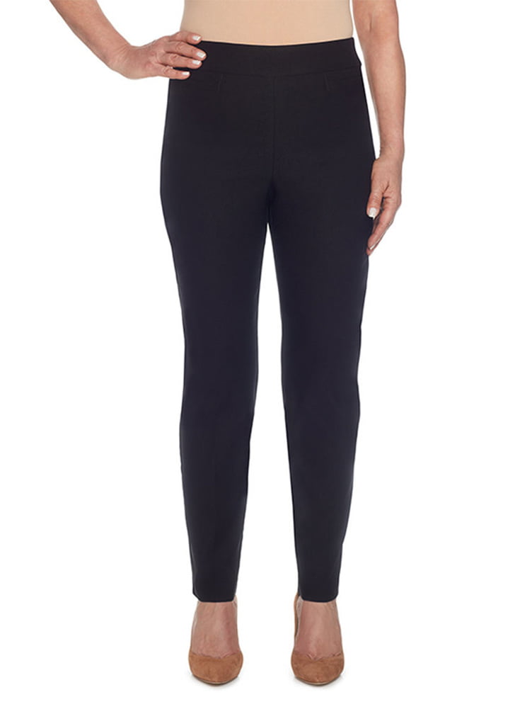 Women's Petite Classic Allure Stretch Pants - Medium Length , Black, 6 ...