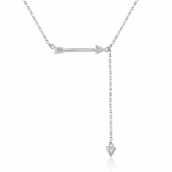 TANGPOET Arrow Opal Necklace, Opal Pendant 925 Sterling Silver Necklaces Gifts for Women Her Birthday Graduation Valentines Day