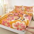 thumbnail image 3 of jejeloiu Bohemian Flowers Full Size Sheets,Vintage Boho Floral Bed Sheets,Orange Beige Pink Sheet Sets For Kids,Breathable Home Decor,4pcs, 3 of 7